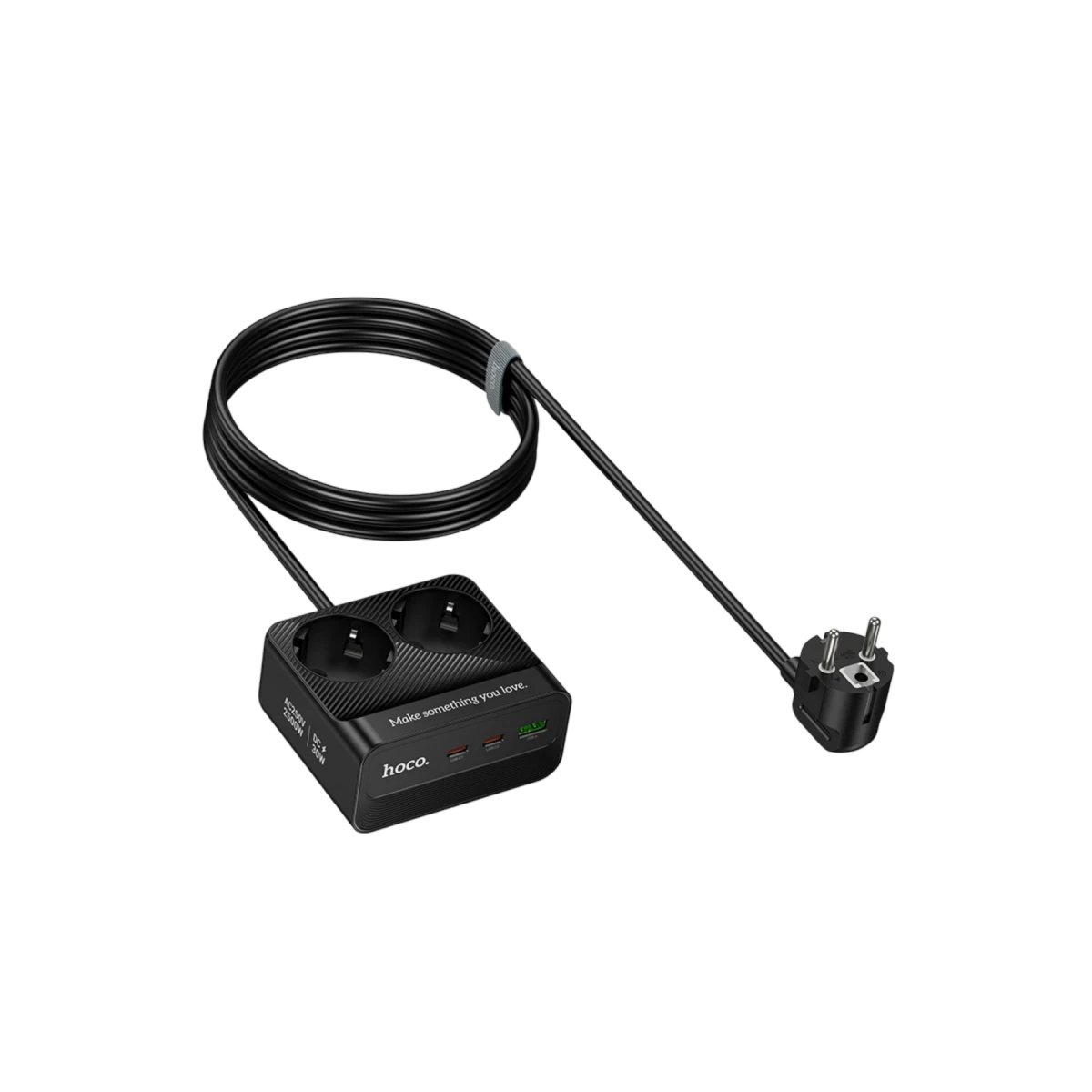 Hoco. AC27 Descanso 5in1 2M 2500W Priz Dönüştürücü - Beyaz