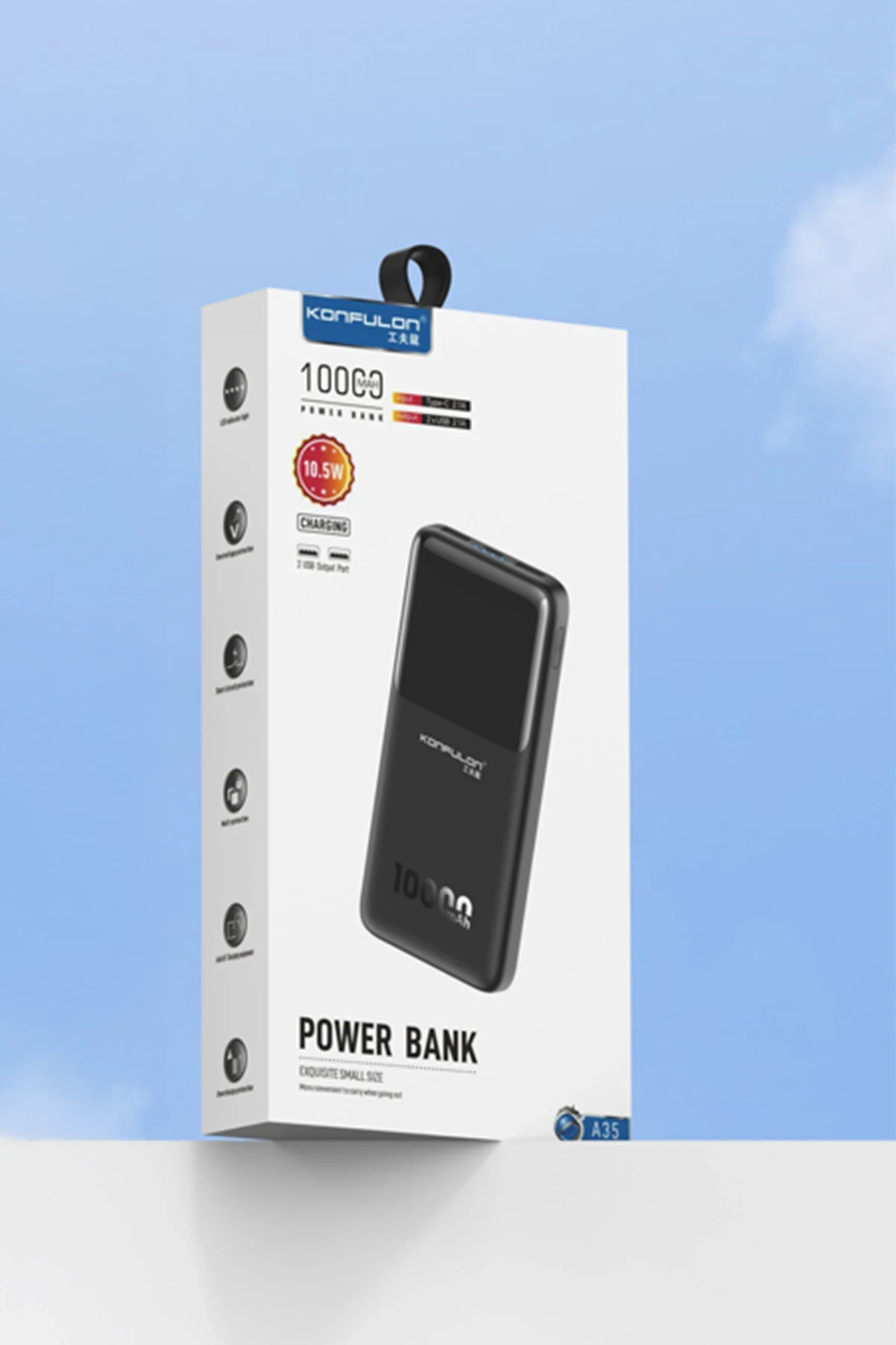 Konfulon A35 10.000 mAh 15W Mini Powerbank - Siyah — görsel 5