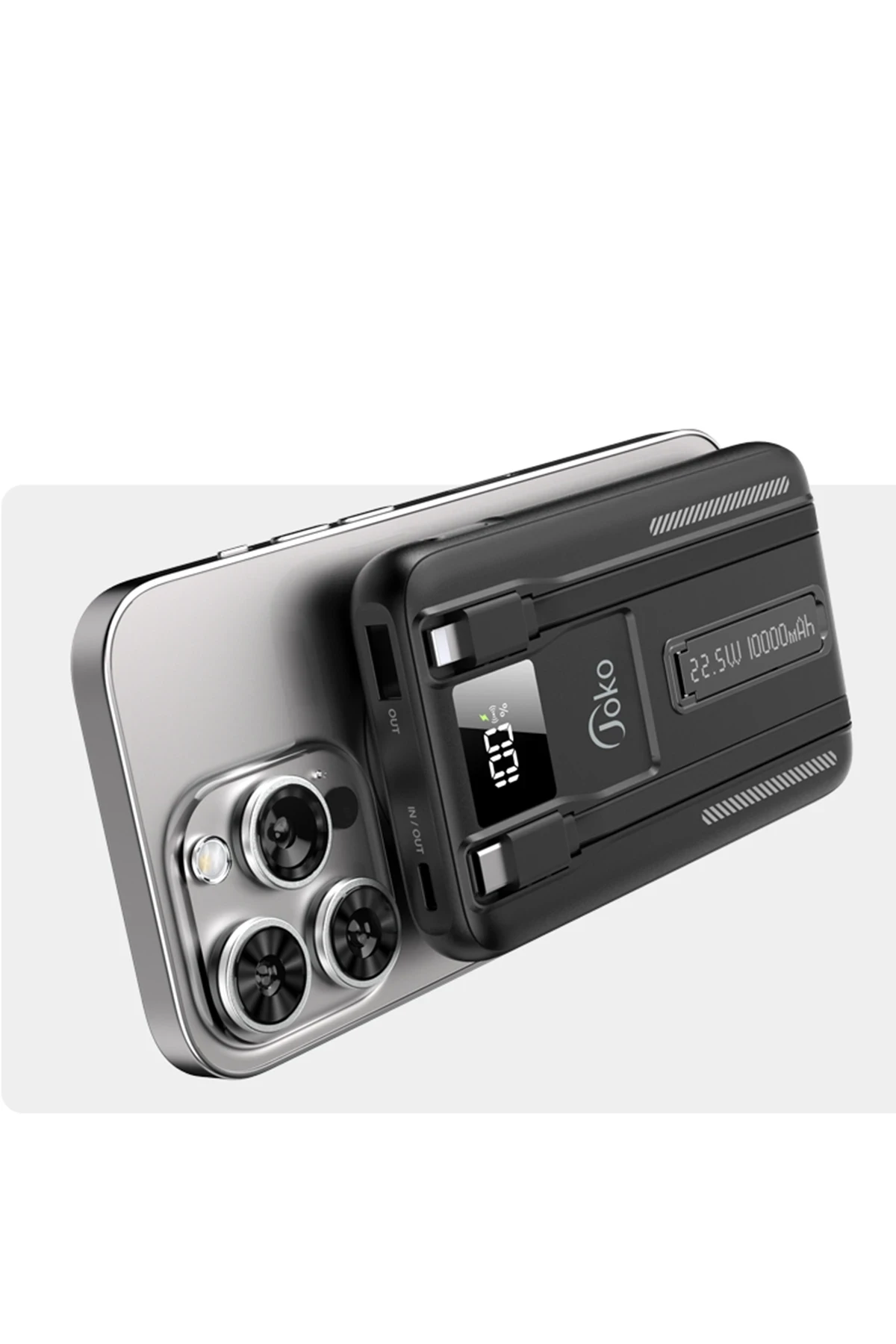 Joko J39 10.000 mAh 20W PD Dahili Kablolu Magsafe Powerbank - Siyah — görsel 3