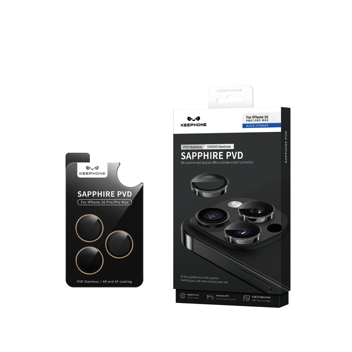 Keephone Apple iPhone 16 Pro Max Sapphire PVD Kamera Lens - Gümüş