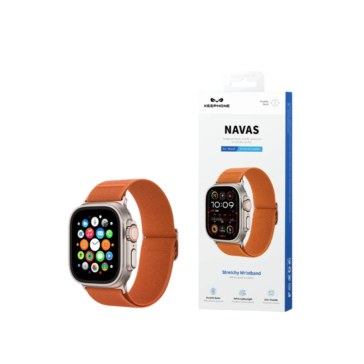 Keephone Apple Watch Ultra 2 49mm Navas Kumaş Kordon - Turuncu