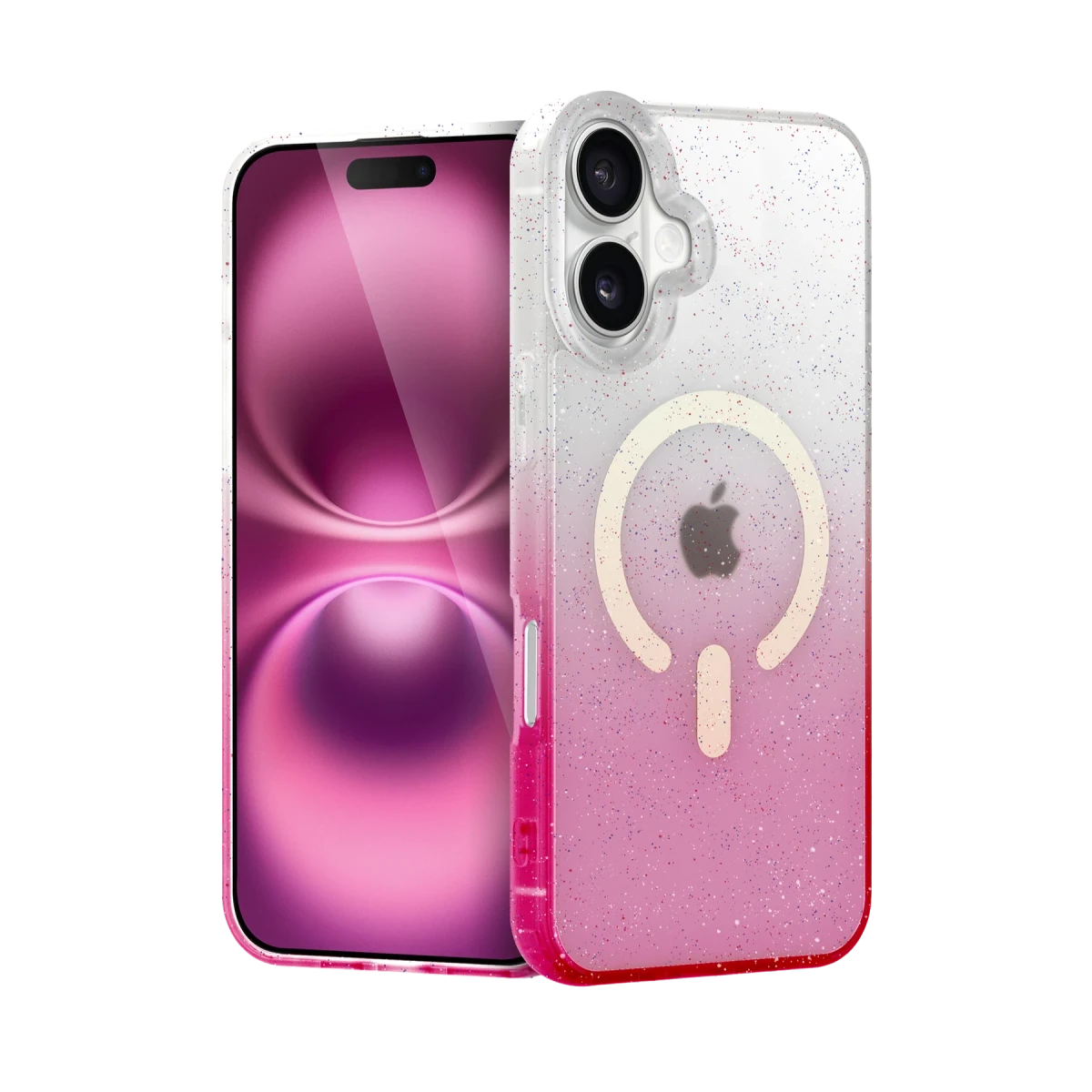 Newface Apple iPhone 16 Pummel Shiny Magsafe Kapak - Pembe