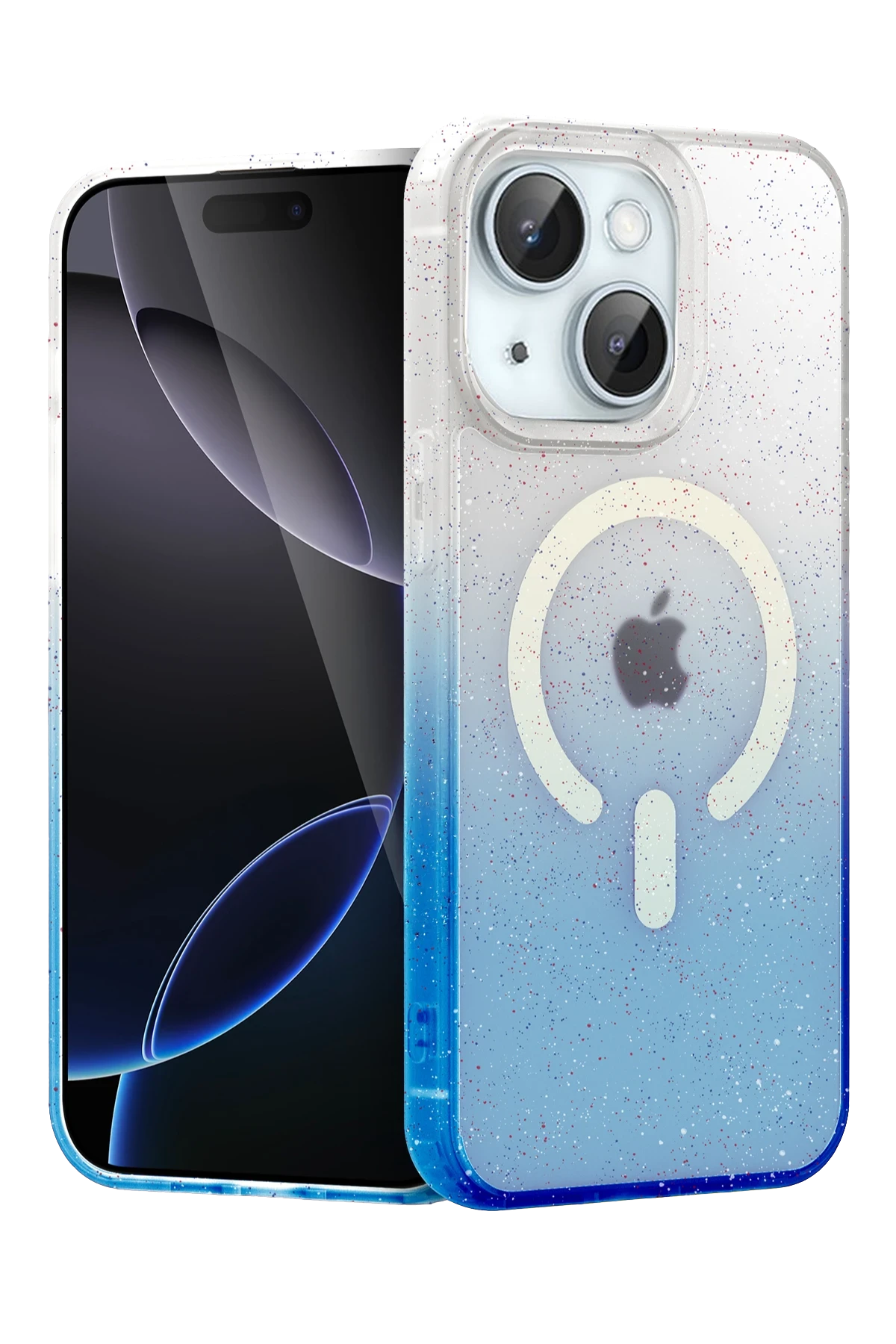 Newface Apple iPhone 15 Plus Pummel Shiny Magsafe Kapak - Mavi