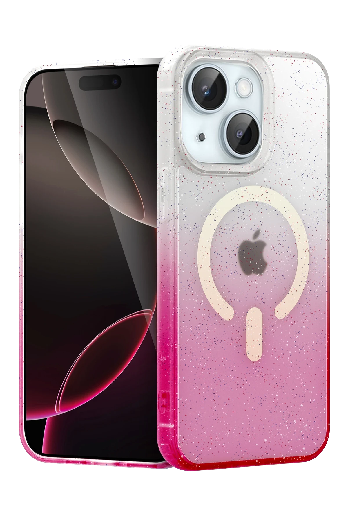 Newface Apple iPhone 15 Plus Pummel Shiny Magsafe Kapak - Pembe