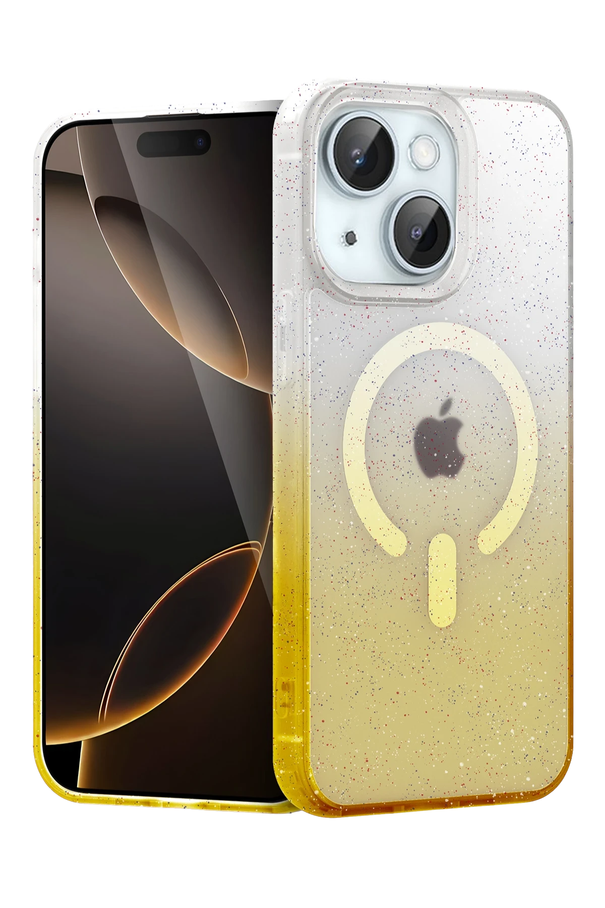 Newface Apple iPhone 15 Pummel Shiny Magsafe Kapak - Gold