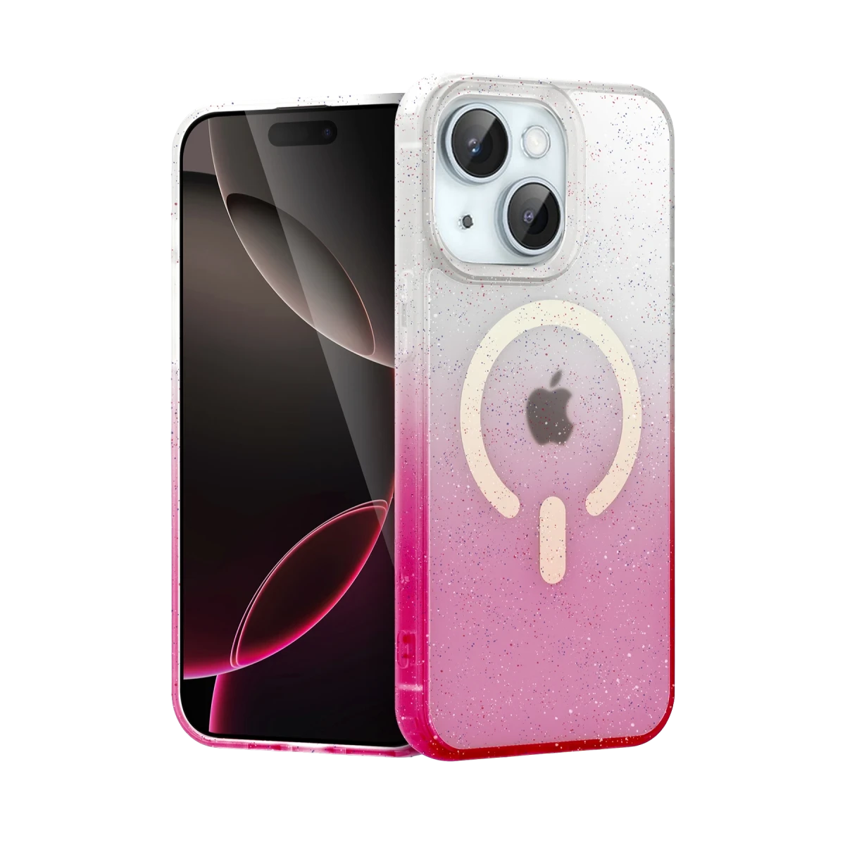 Newface Apple iPhone 14 Pummel Shiny Magsafe Kapak - Pembe