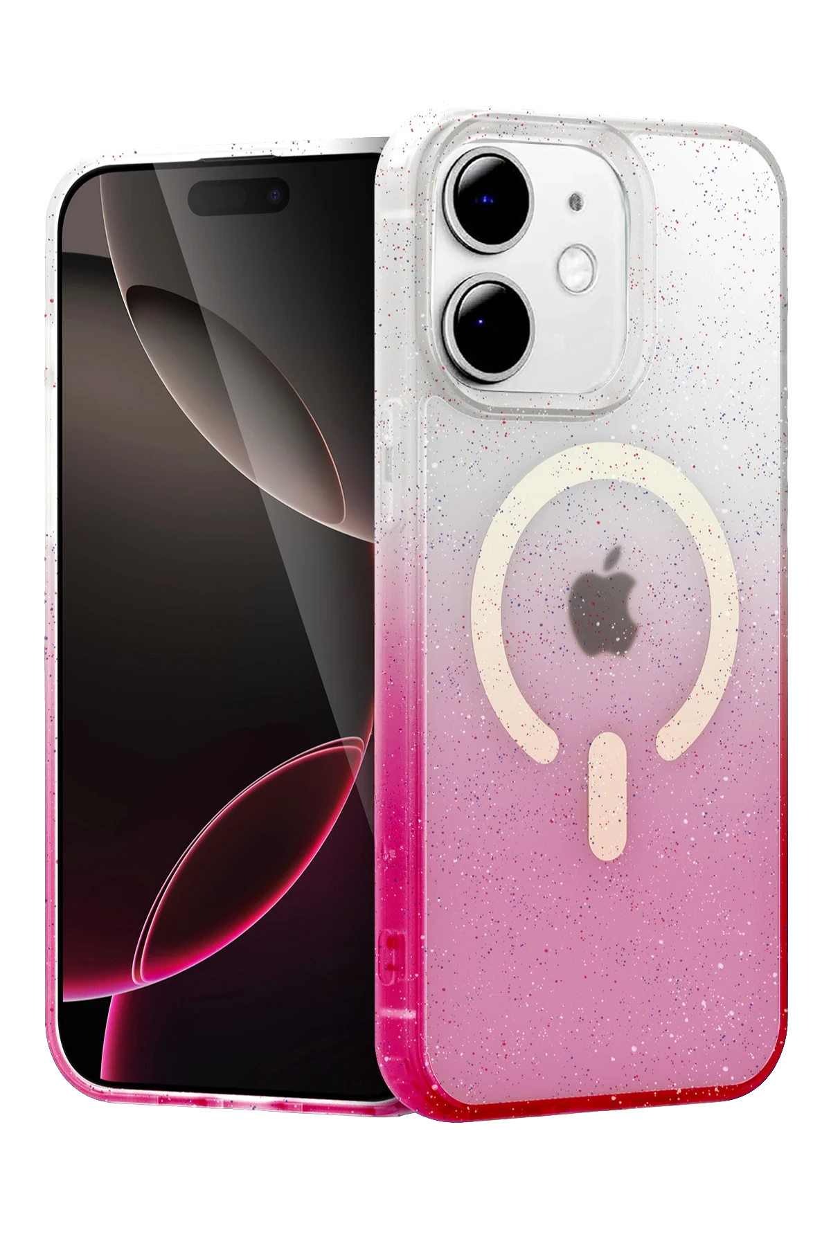 Newface Apple iPhone 12 Pummel Shiny Magsafe Kapak - Pembe