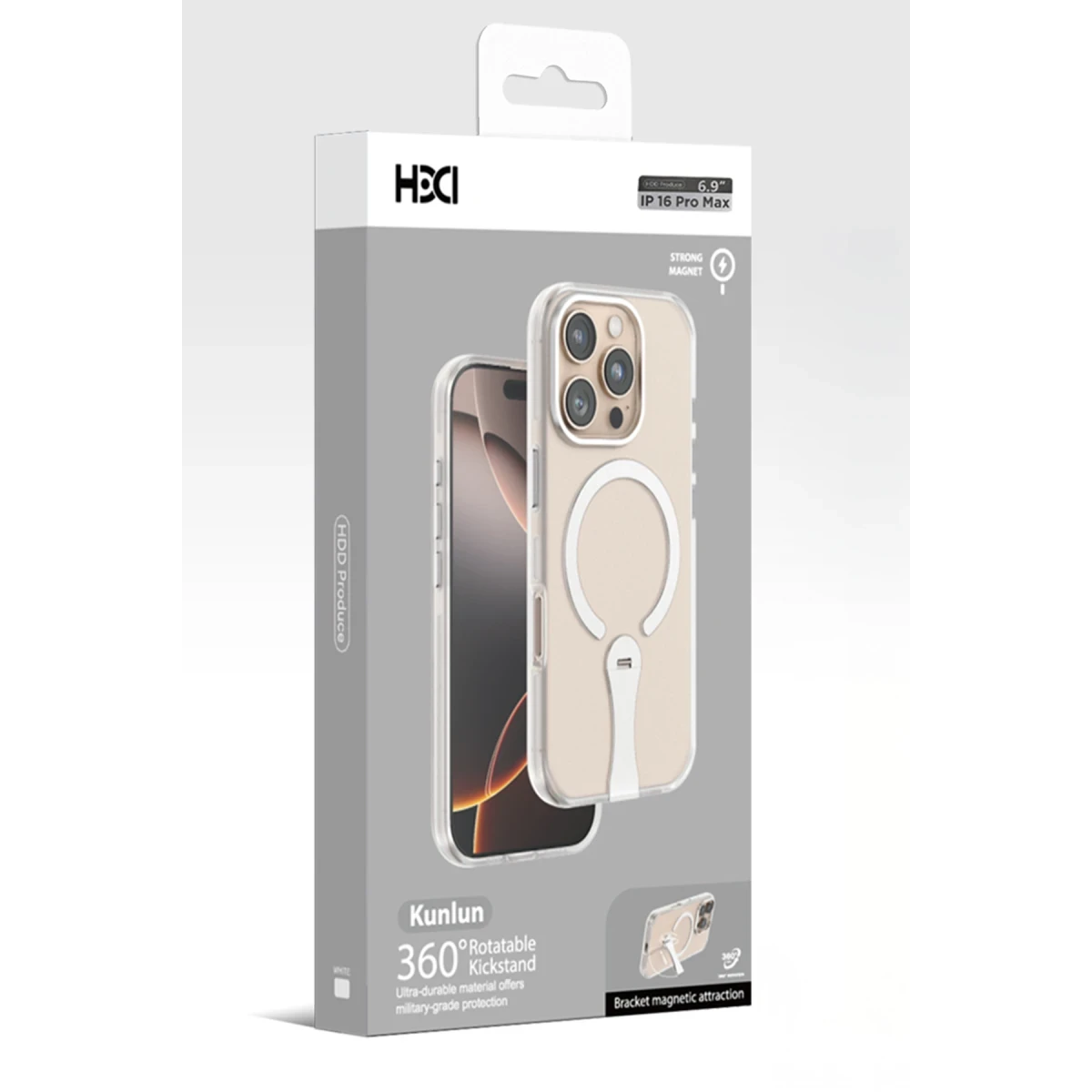 HDD Apple iPhone 16 Pro Max HBC-354 Kunlun Standlı Magsafe Kapak - Şeffaf