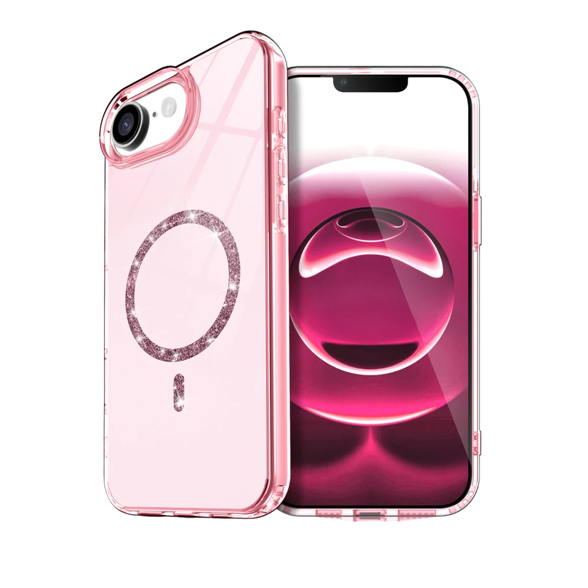Newface Apple iPhone 16E Live Diamond Magsafe Kapak - Pembe