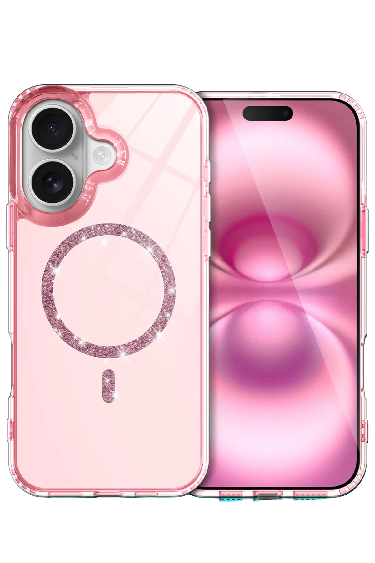 Newface Apple iPhone 16 Plus Live Diamond Magsafe Kapak - Pembe