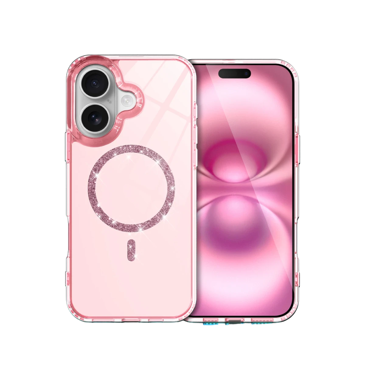 Newface Apple iPhone 16 Live Diamond Magsafe Kapak - Pembe