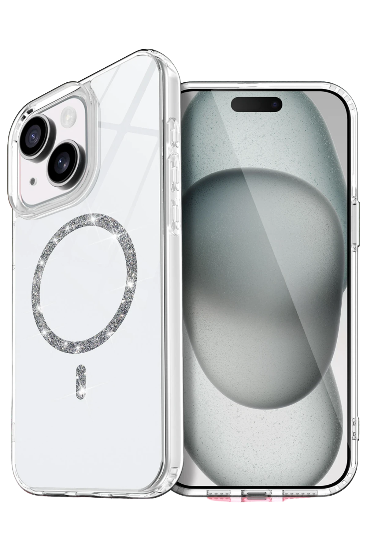 Newface Apple iPhone 15 Plus Live Diamond Magsafe Kapak - Şeffaf