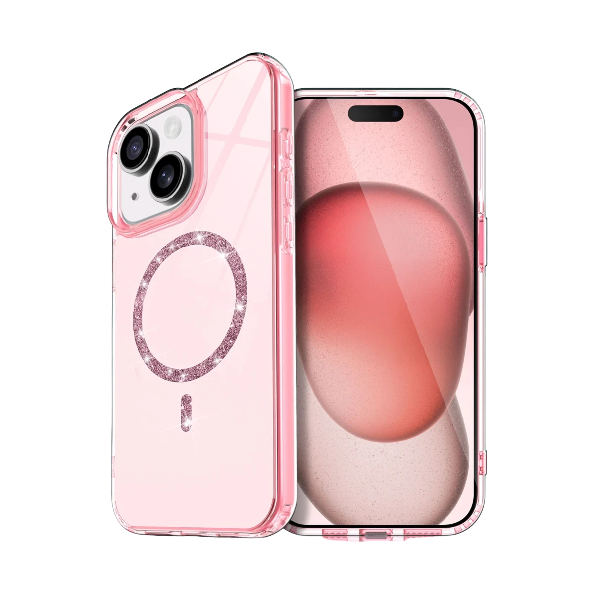 Newface Apple iPhone 15 Live Diamond Magsafe Kapak - Pembe