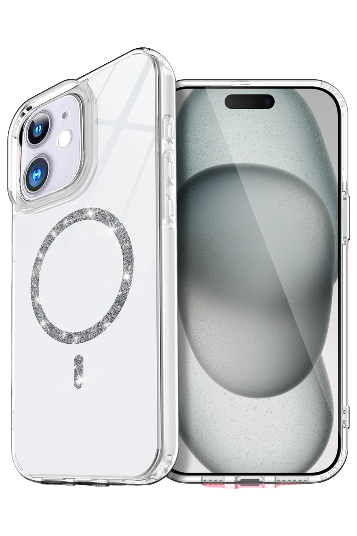 Newface Apple iPhone 12 Live Diamond Magsafe Kapak - Şeffaf