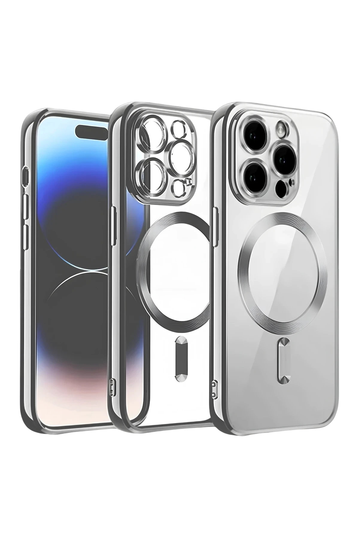 Newface Apple iPhone 13 Pro Max Kılıf Kross Magneticsafe Kapak - Titan Gri