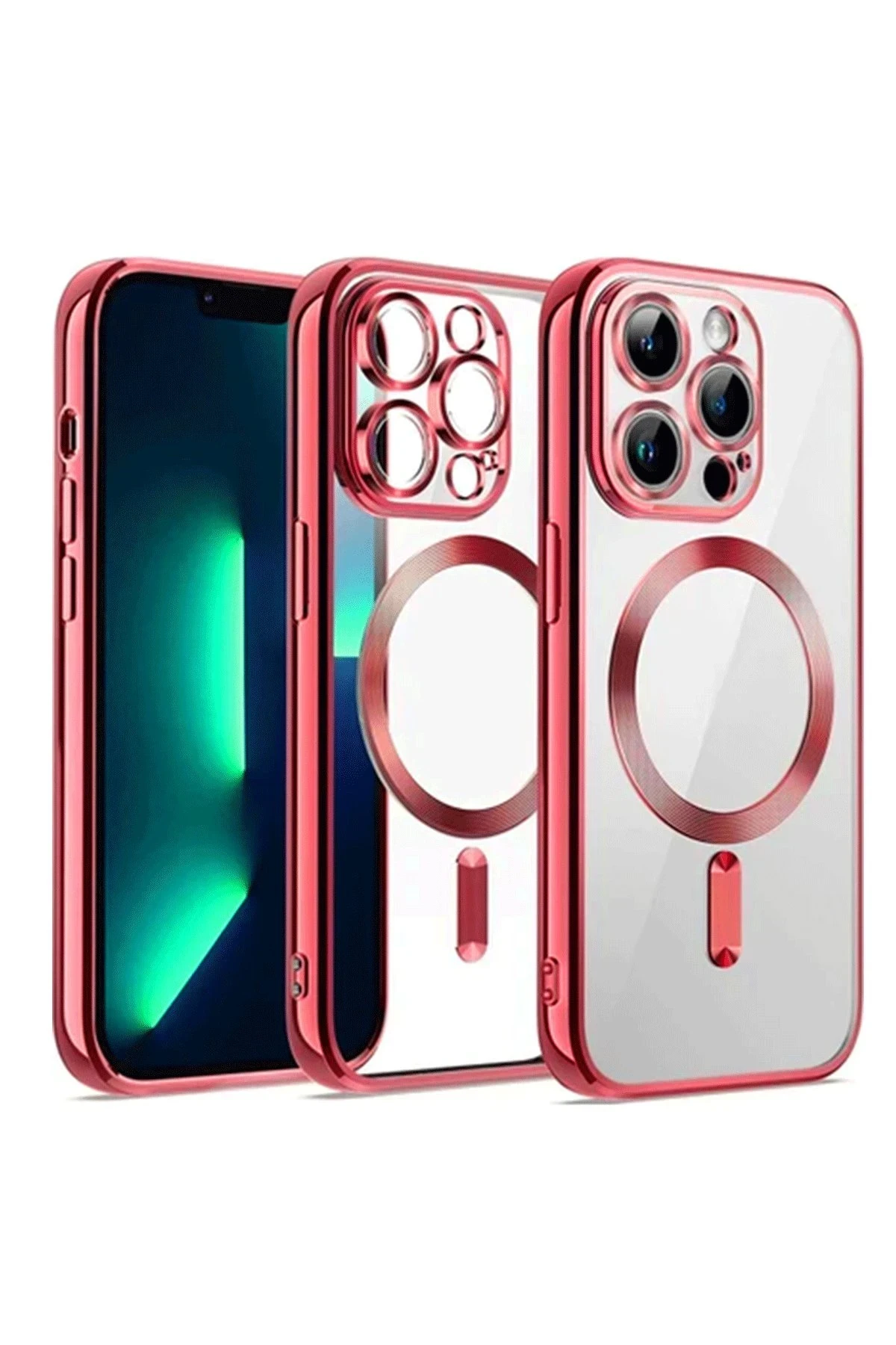 Newface iPhone 13 Pro Max Kılıf Kross Magneticsafe Kapak - Kırmızı