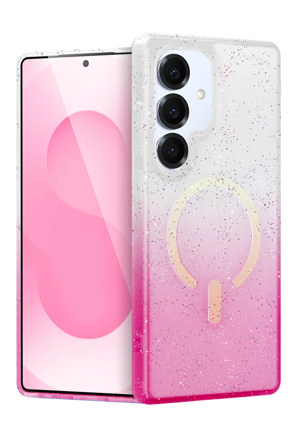 Newface Samsung Galaxy S25 Pummel Shiny Magsafe Kapak - Pembe