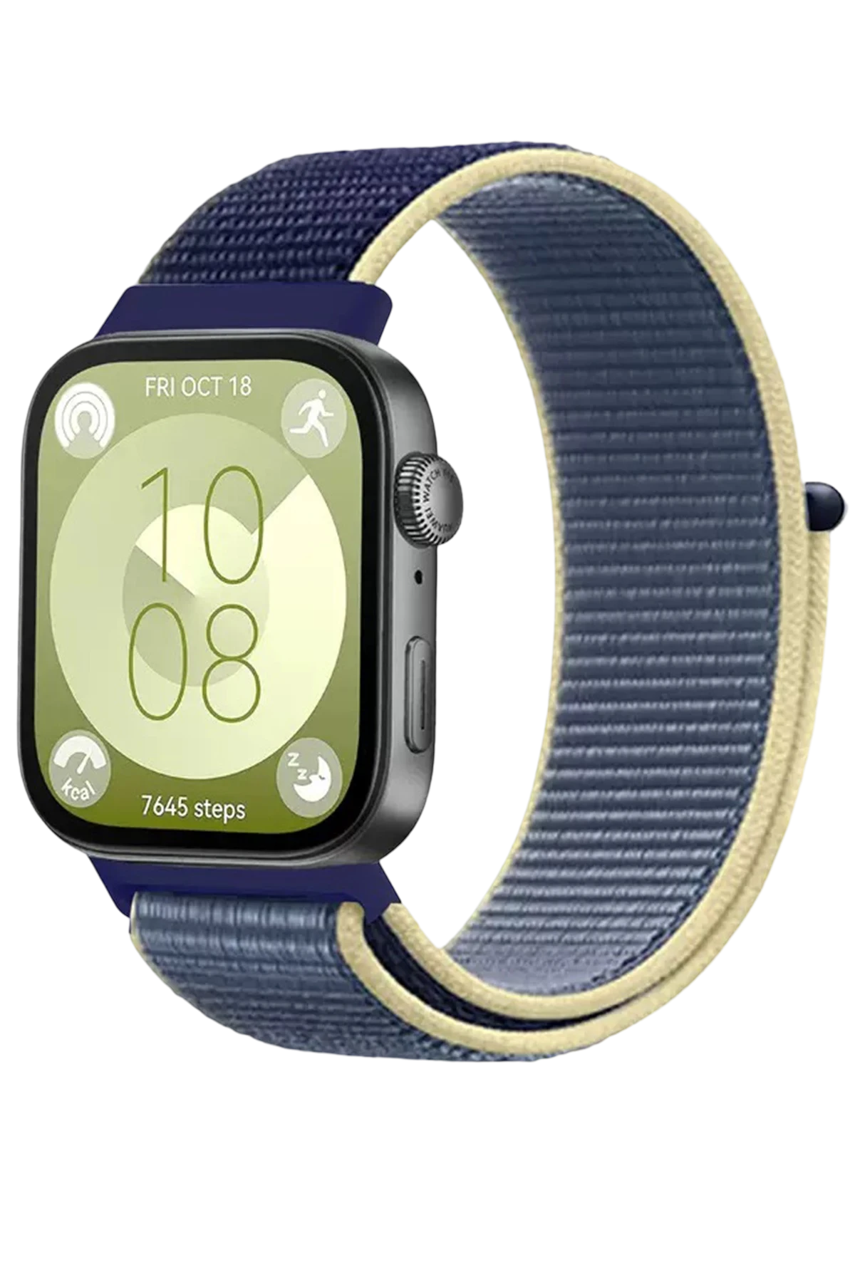 Newface Huawei Fit 4 Hasırlı Cırtcırtlı Kordon - Sarı-Lacivert