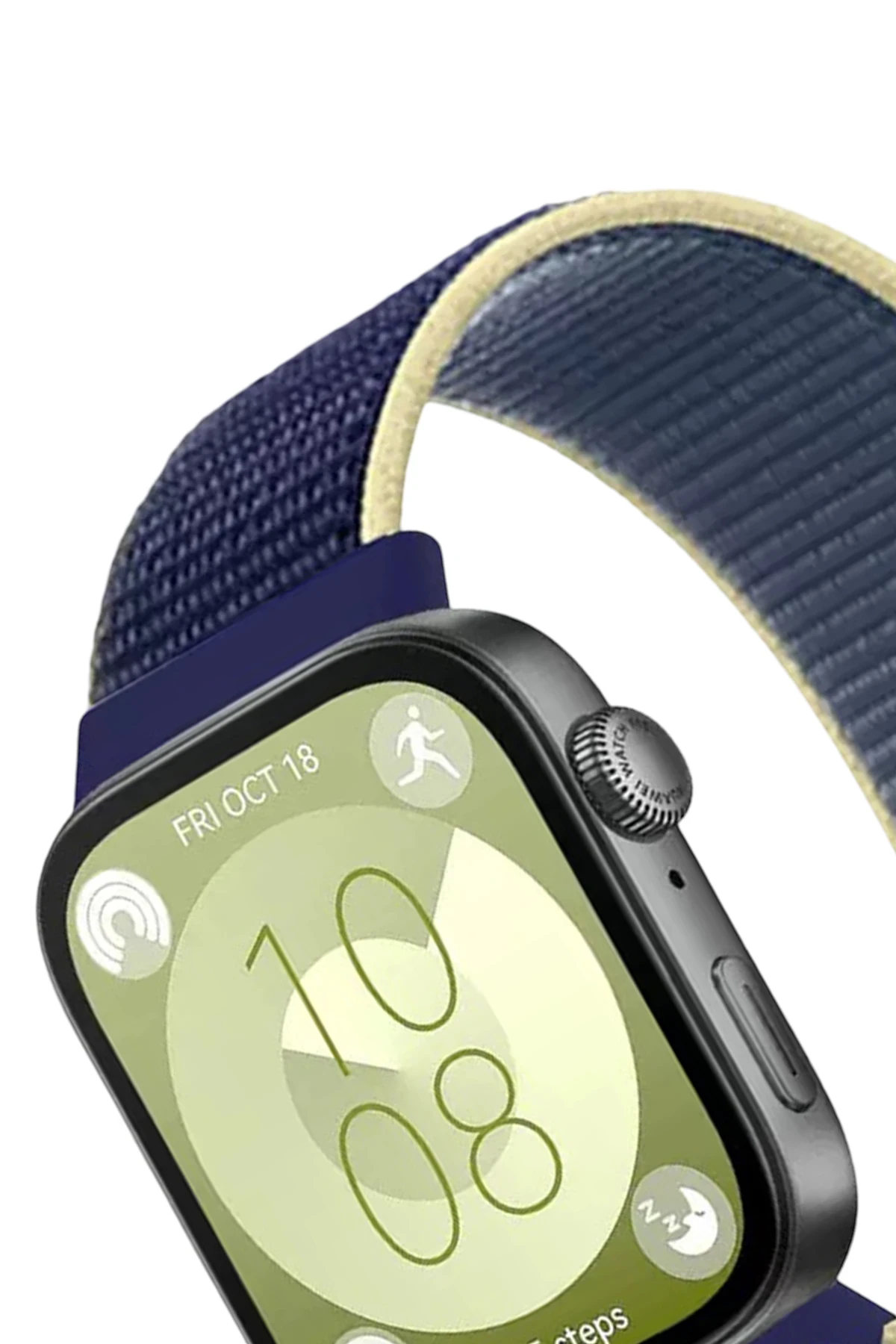 Newface Huawei Fit 4 Hasırlı Cırtcırtlı Kordon - Sarı-Lacivert