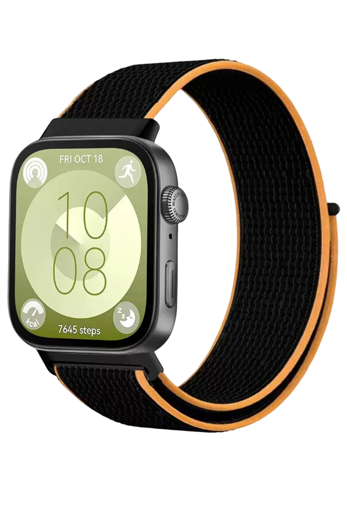 Newface Huawei Fit 4 Hasırlı Cırtcırtlı Kordon - Siyah-Turuncu