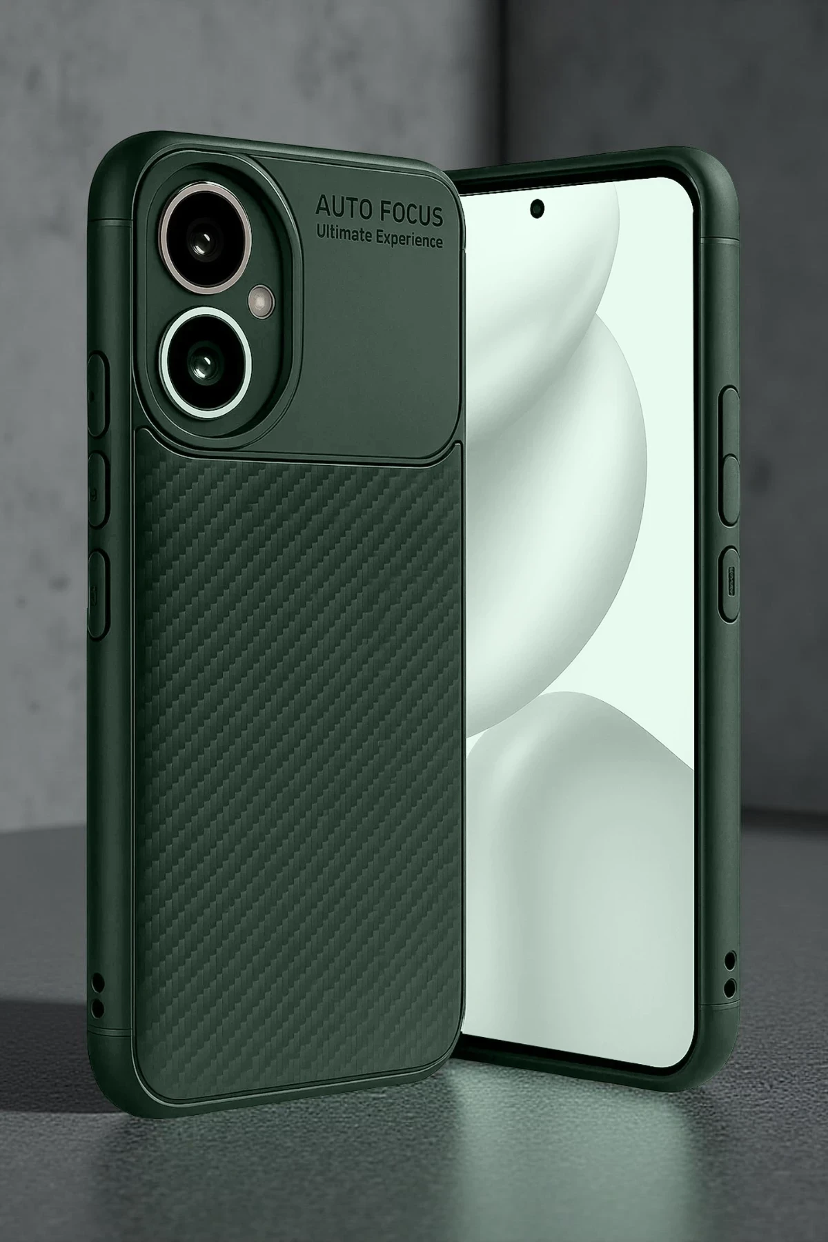 Newface Honor 400 Kılıf Auto Focus Karbon Kapak - Koyu Yeşil