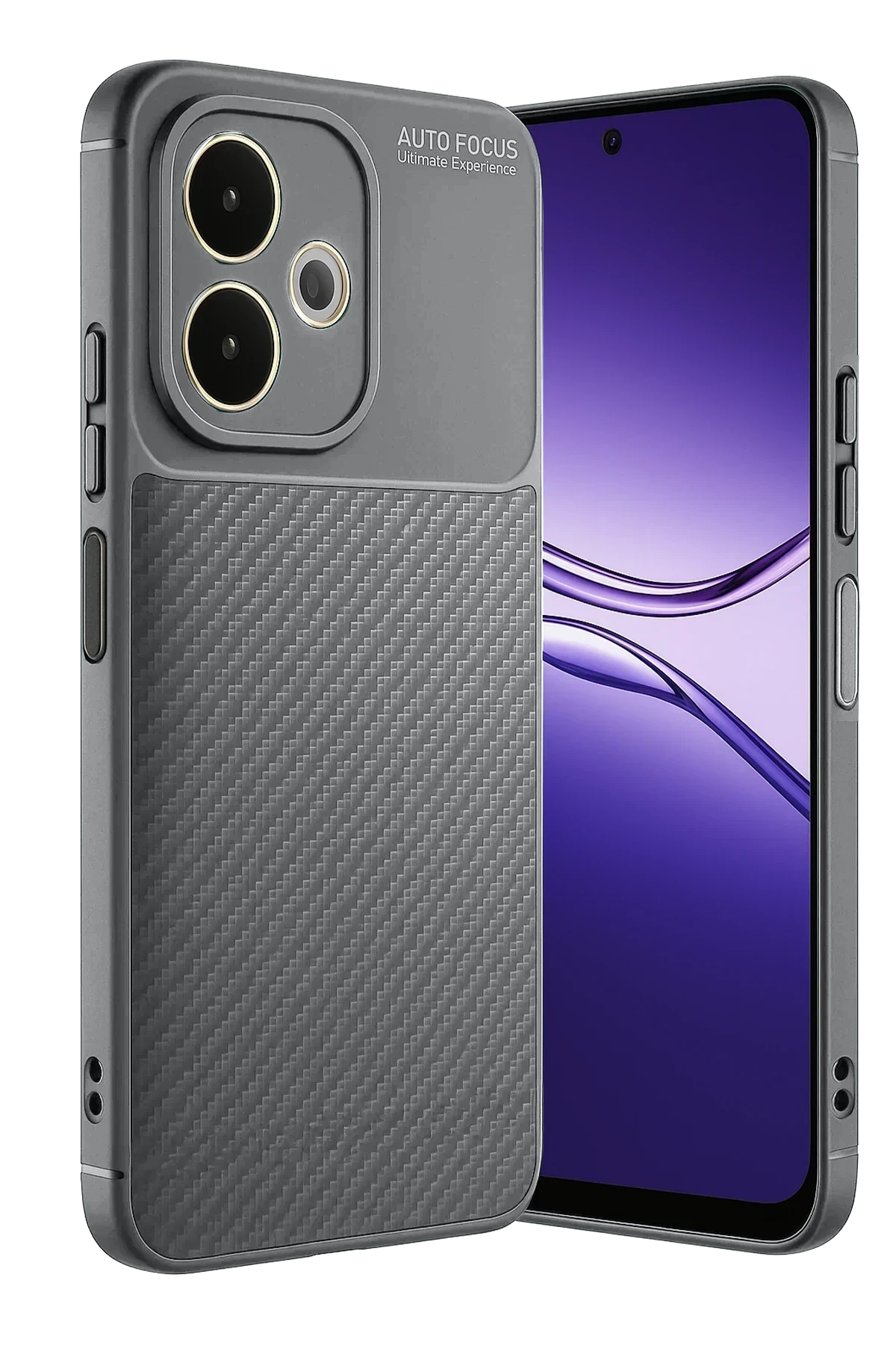 Newface Oppo A5 Pro 4G Kılıf Auto Focus Karbon Kapak - Gri