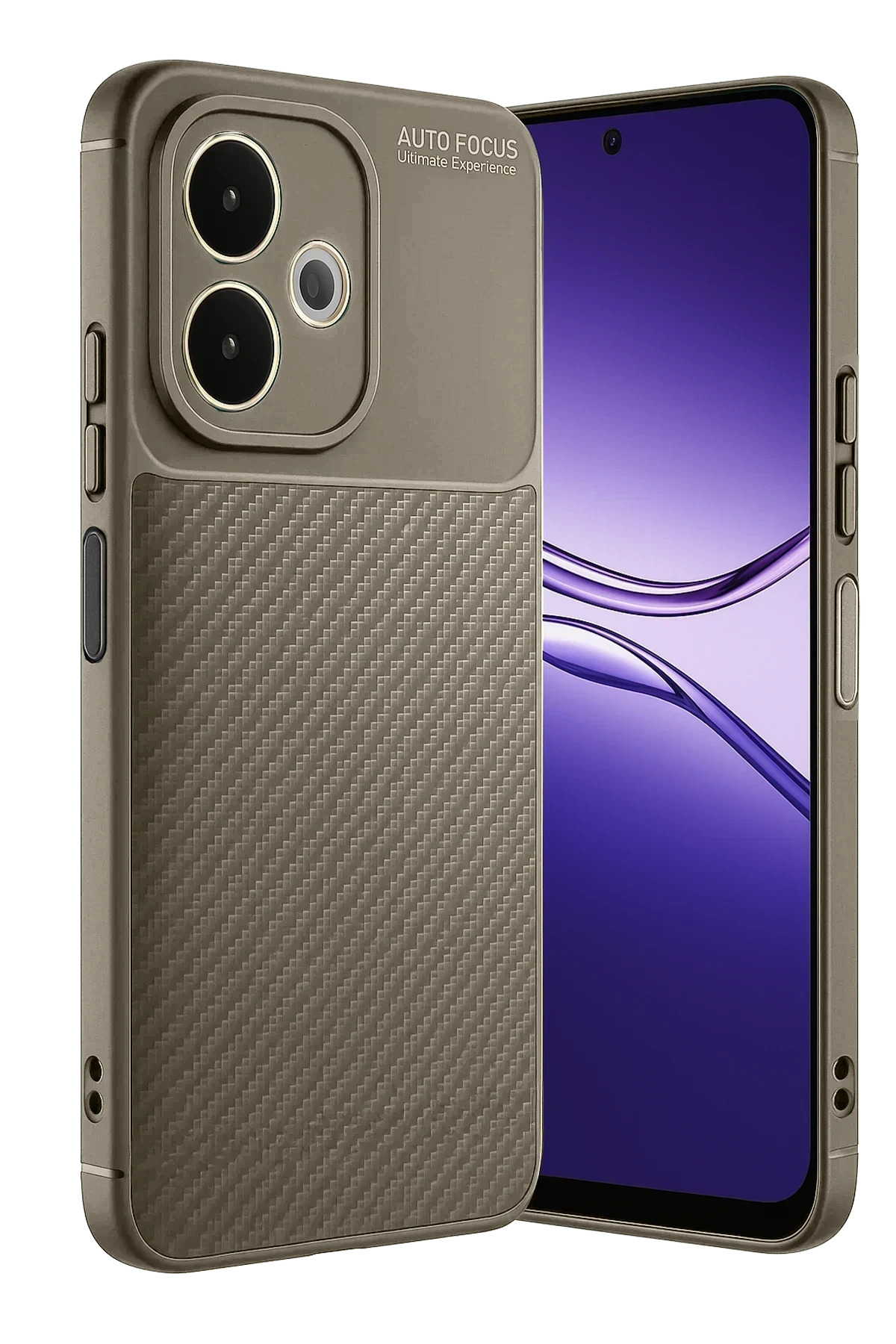 Newface Oppo A5 Pro 4G Kılıf Auto Focus Karbon Kapak - Kahverengi
