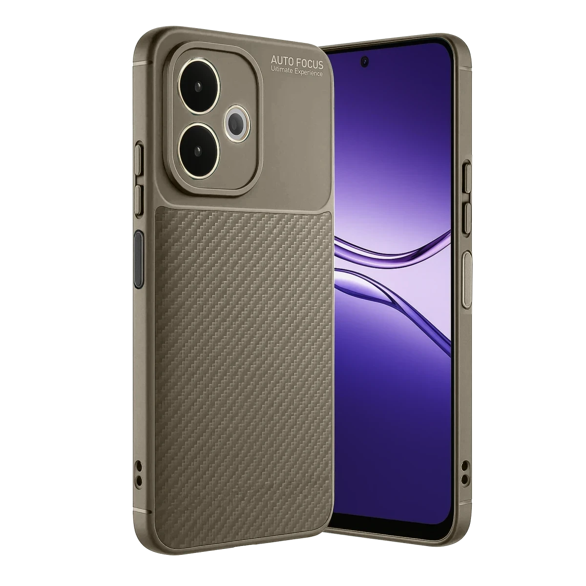 Newface Oppo A5 Pro 4G Kılıf Auto Focus Karbon Kapak - Kahverengi