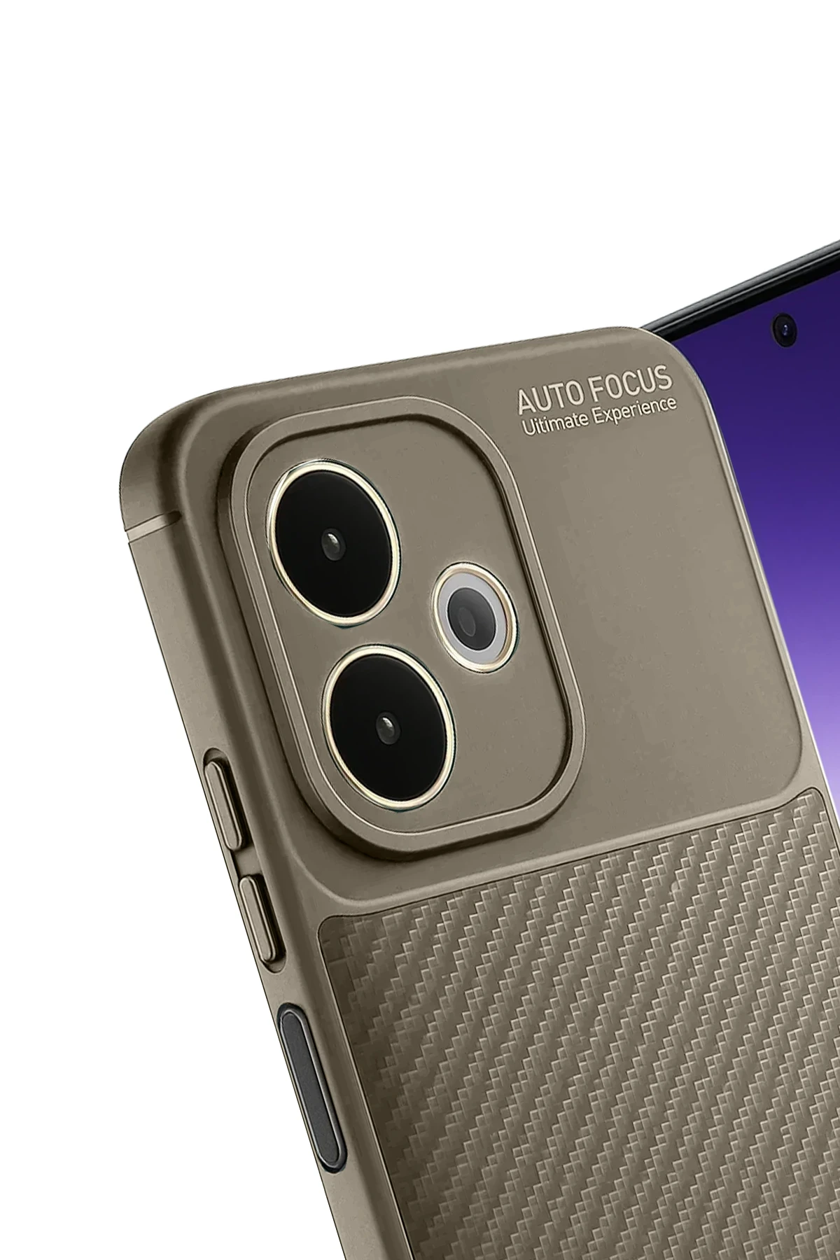 Newface Oppo A5 Pro 4G Kılıf Auto Focus Karbon Kapak - Kahverengi