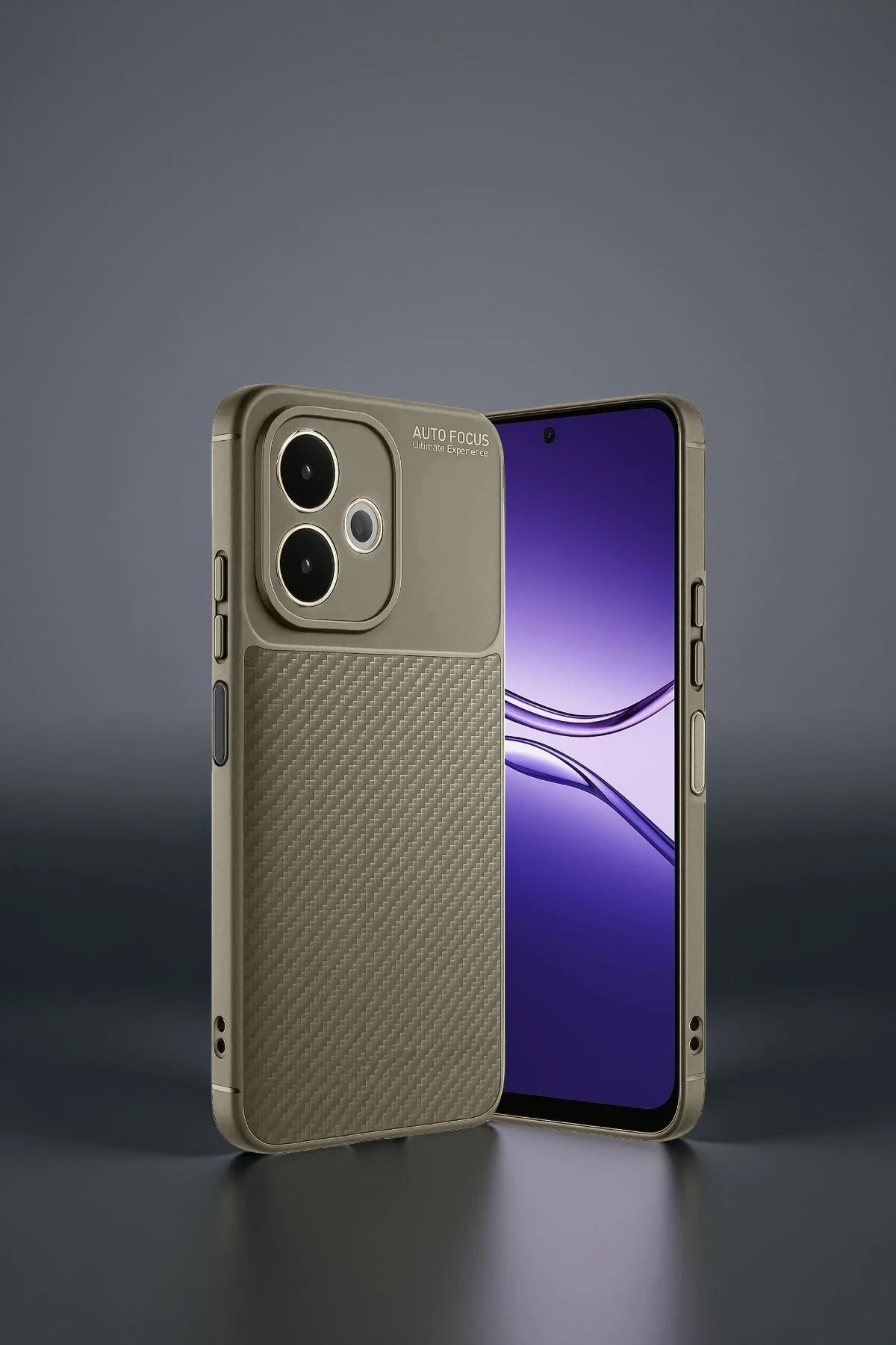 Newface Oppo A5 Pro 4G Kılıf Auto Focus Karbon Kapak - Kahverengi