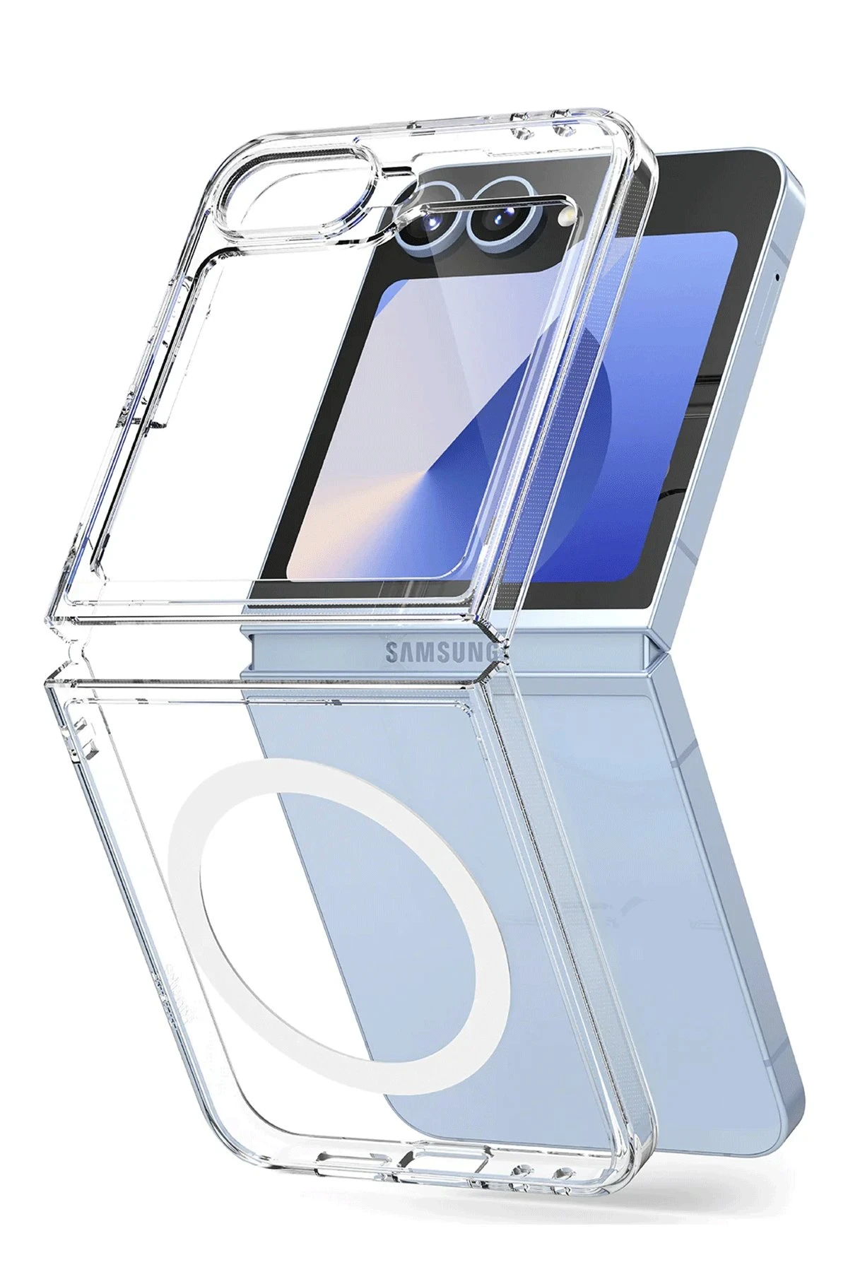 Newface Samsung Galaxy Z Flip 7 Kılıf Magneticsafe Şeffaf Silikon - Şeffaf