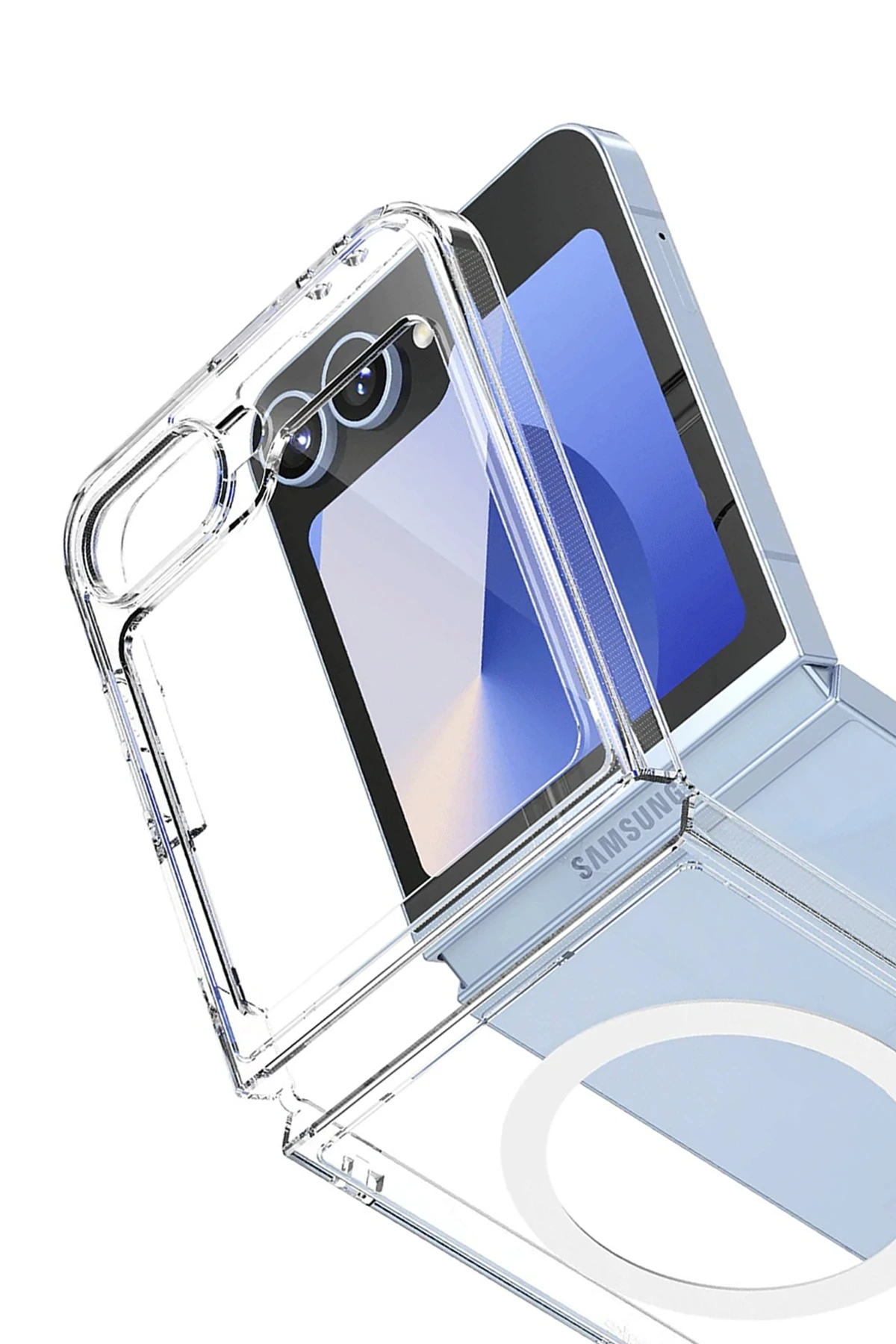Newface Samsung Galaxy Z Flip 7 Kılıf Magneticsafe Şeffaf Silikon - Şeffaf — görsel 2