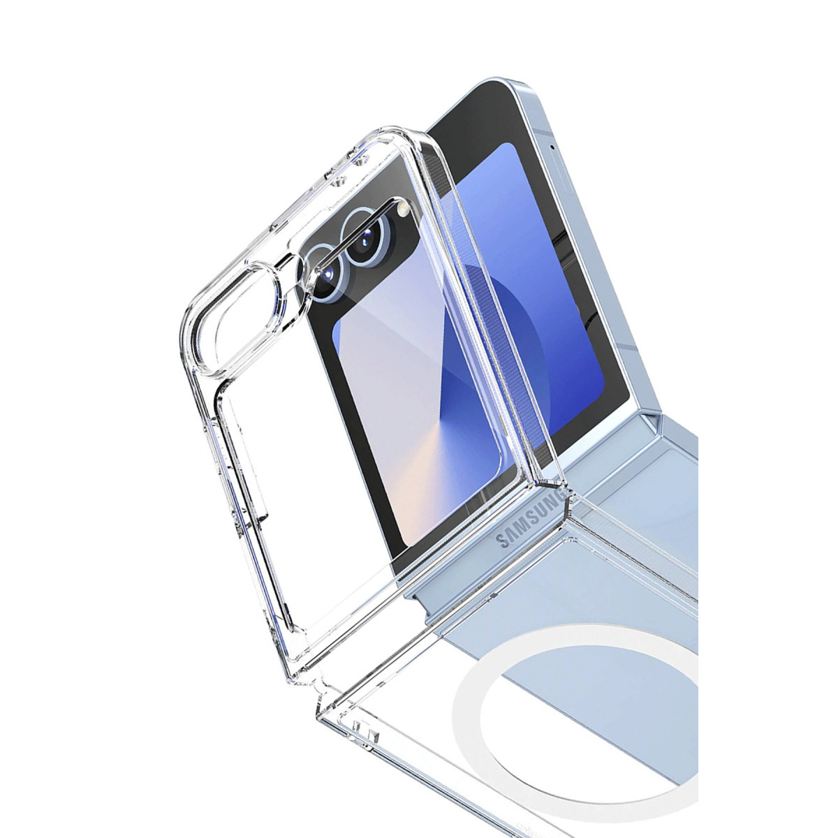 Newface Samsung Galaxy Z Flip 7 Kılıf Magneticsafe Şeffaf Silikon - Şeffaf — görsel 8