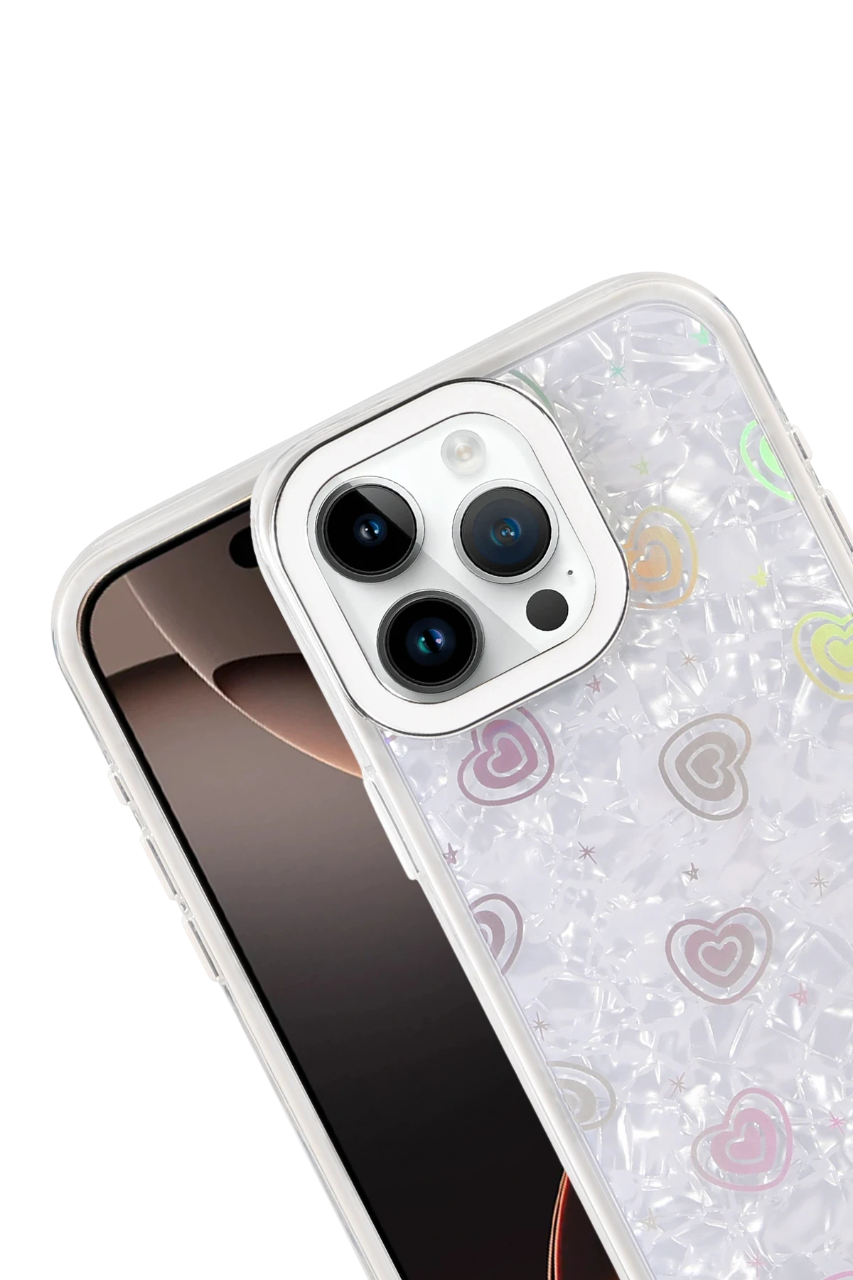 Newface Apple iPhone 15 Pro Lumi Desenli Kapak - Beyaz