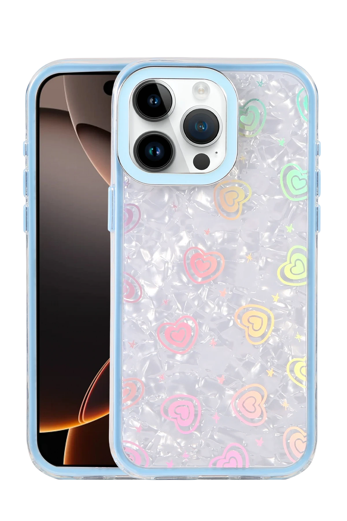 Newface Apple iPhone 16 Pro Max Lumi Desenli Kapak - Mavi