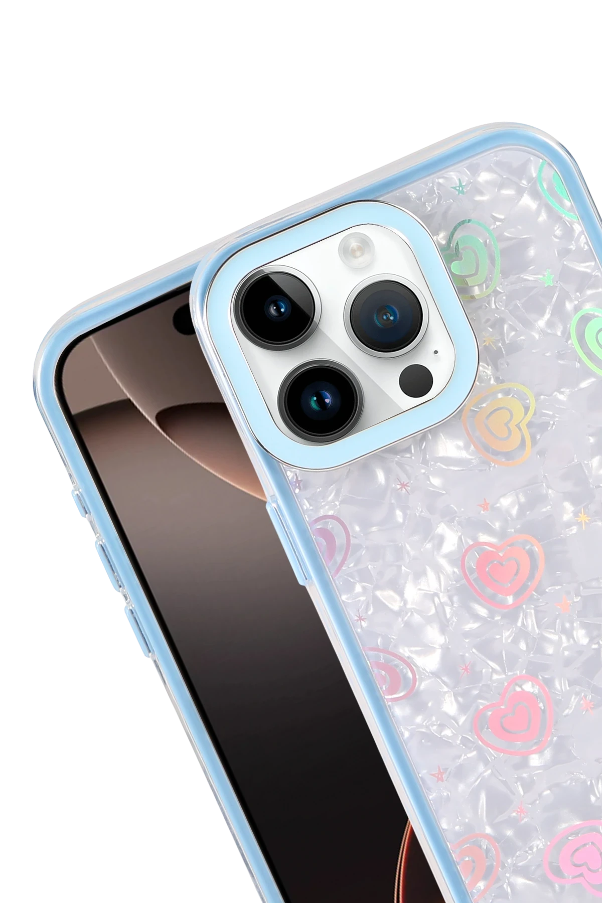 Newface Apple iPhone 16 Pro Max Lumi Desenli Kapak - Mavi