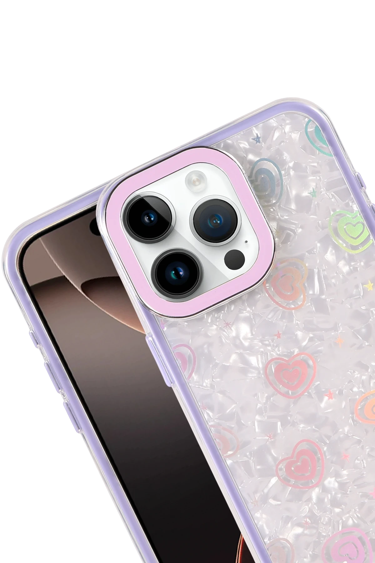 Newface Apple iPhone 16 Pro Max Lumi Desenli Kapak - Mor