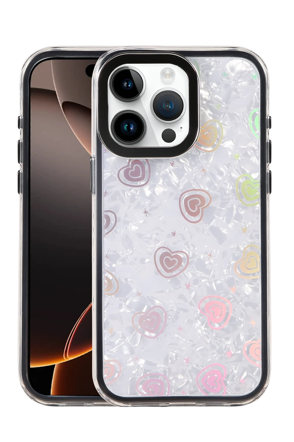 Newface Apple iPhone 16 Pro Max Lumi Desenli Kapak - Siyah