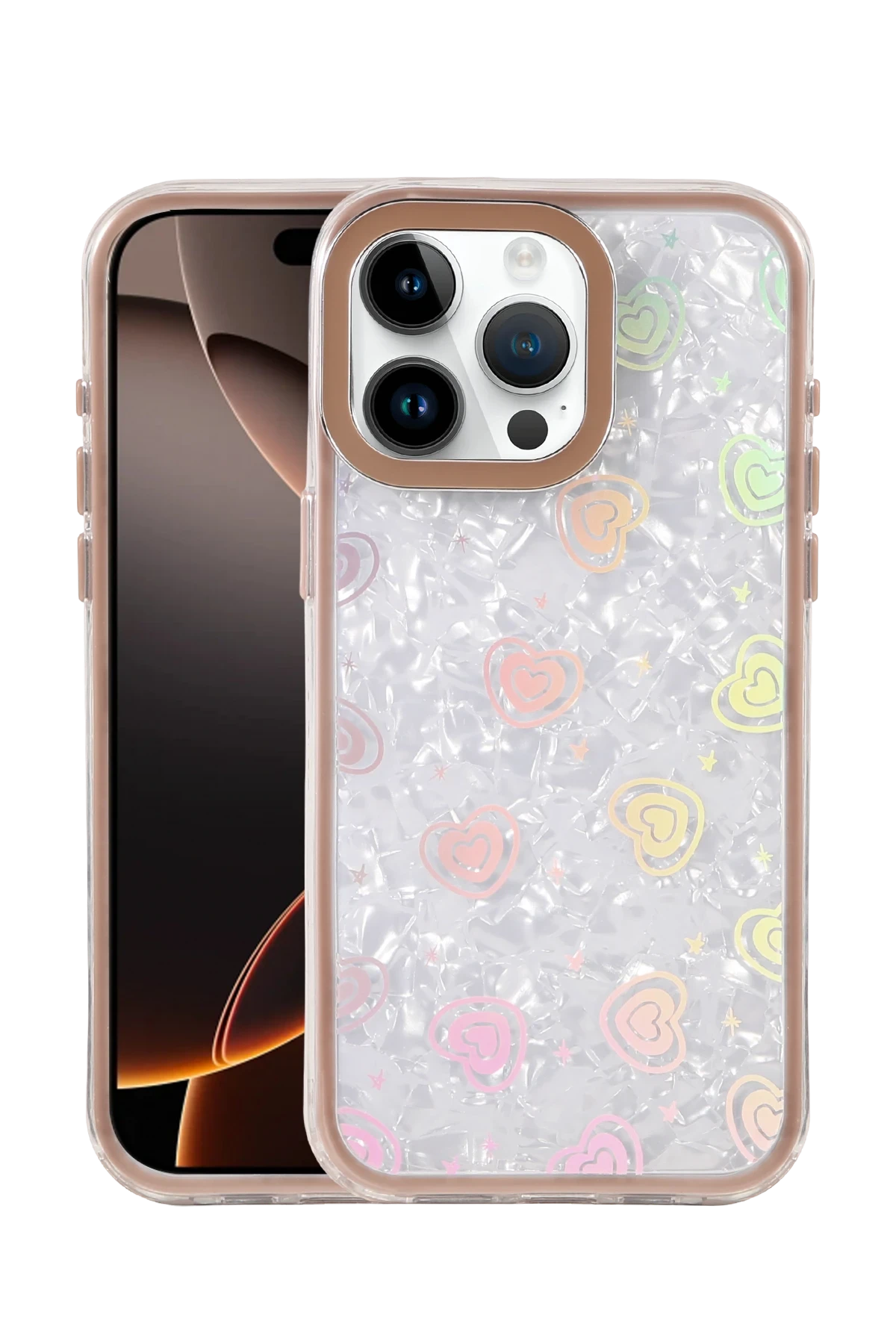 Newface Apple iPhone 16 Pro Max Lumi Desenli Kapak - Çöl Titanyum