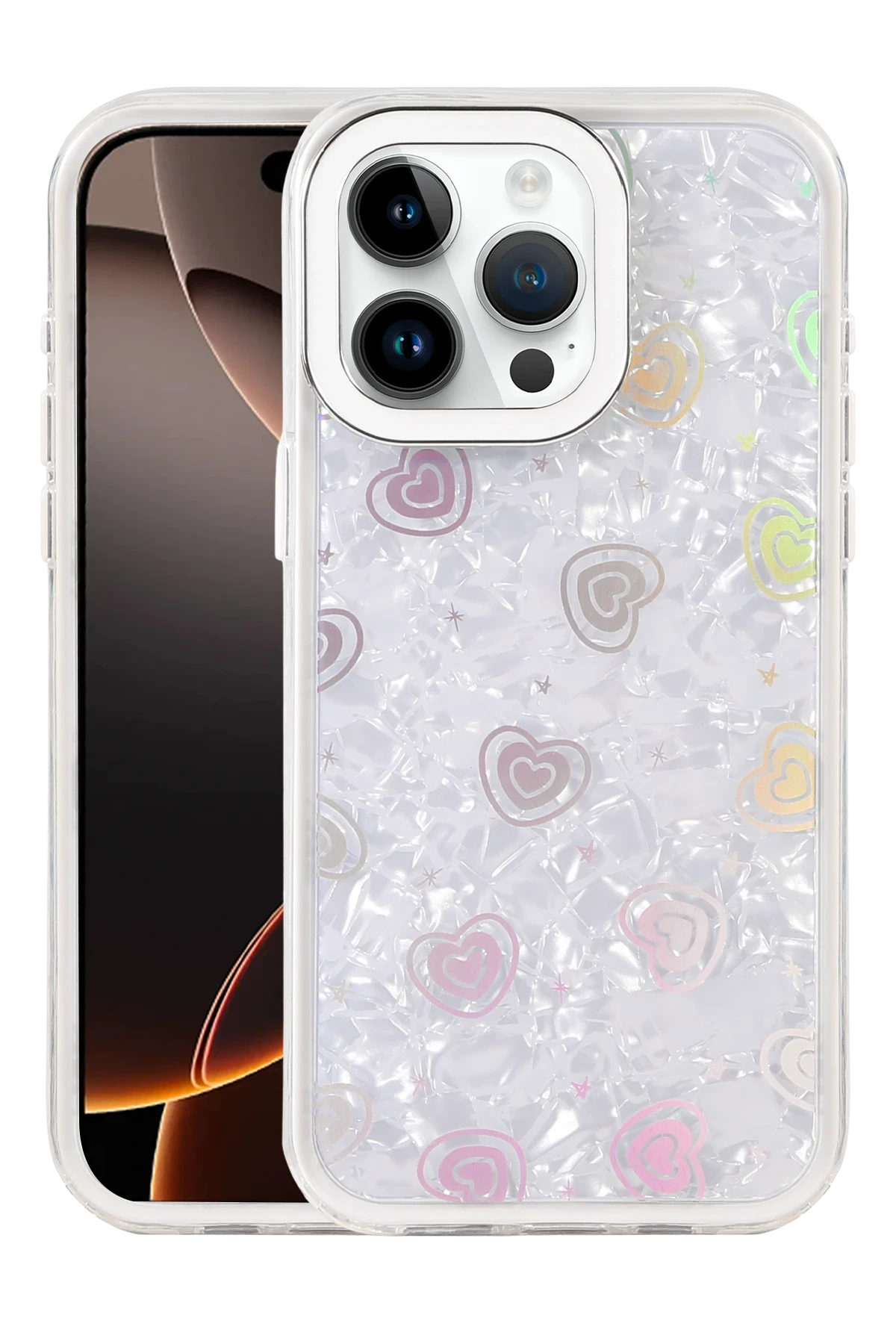 Newface Apple iPhone 16 Pro Lumi Desenli Kapak - Beyaz