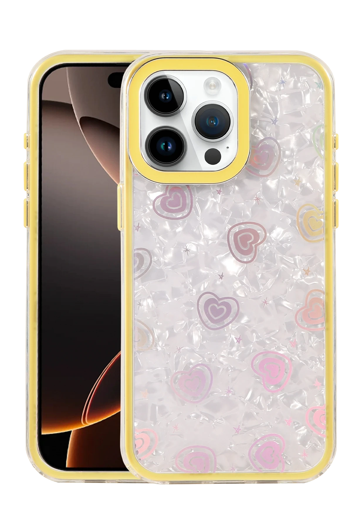 Newface Apple iPhone 16 Pro Lumi Desenli Kapak - Sarı