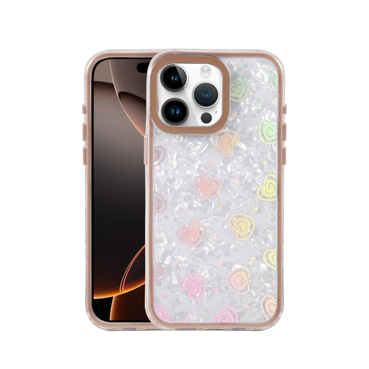 Newface Apple iPhone 15 Pro Max Lumi Desenli Kapak - Çöl Titanyum