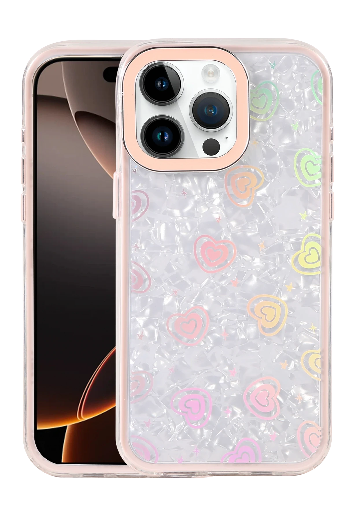 Newface Apple iPhone 15 Pro Max Lumi Desenli Kapak - Pembe