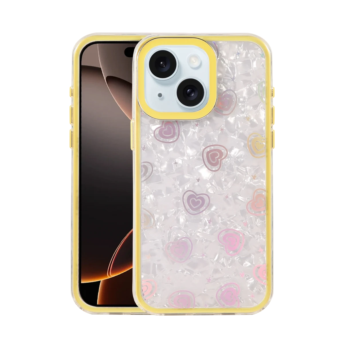 Newface Apple iPhone 15 Lumi Desenli Kapak - Sarı