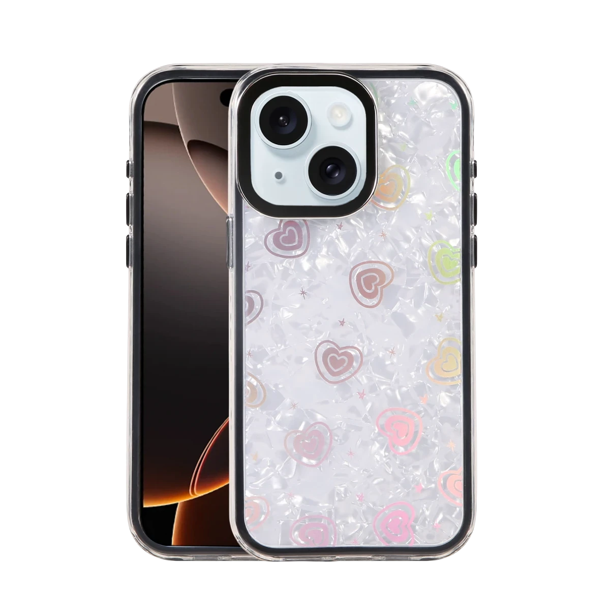 Newface Apple iPhone 15 Lumi Desenli Kapak - Siyah