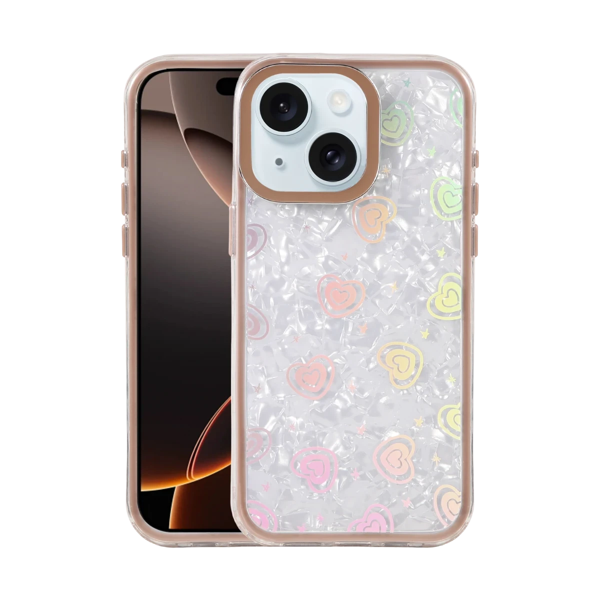Newface Apple iPhone 15 Lumi Desenli Kapak - Çöl Titanyum