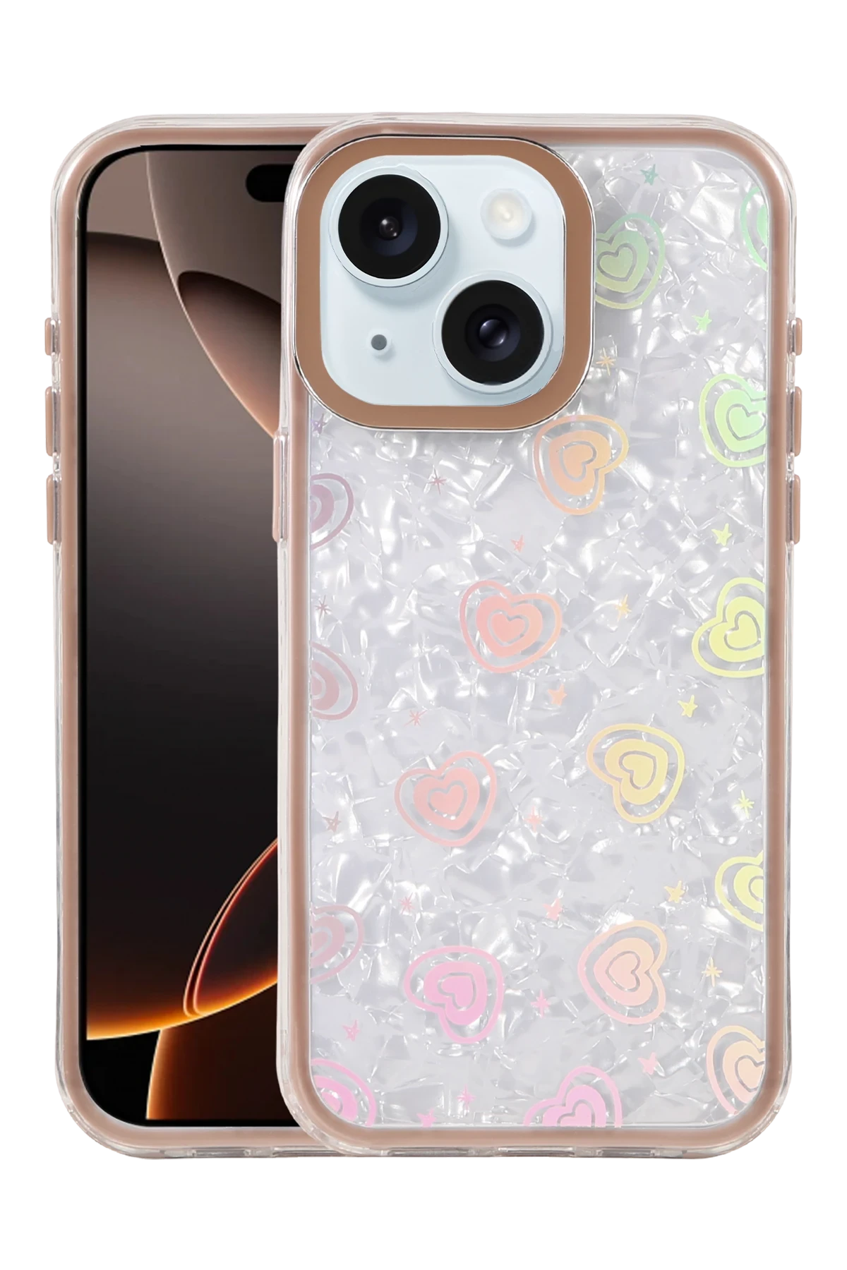 Newface Apple iPhone 14 Lumi Desenli Kapak - Çöl Titanyum