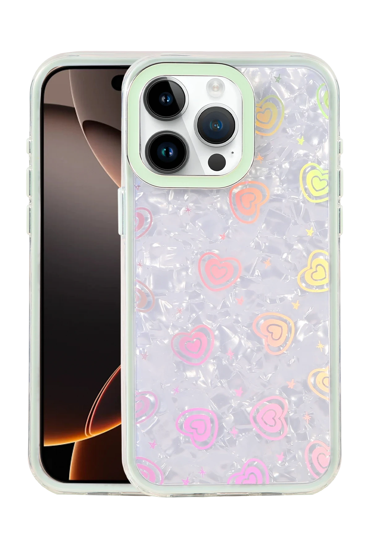 Newface Apple iPhone 14 Pro Max Lumi Desenli Kapak - Yeşil