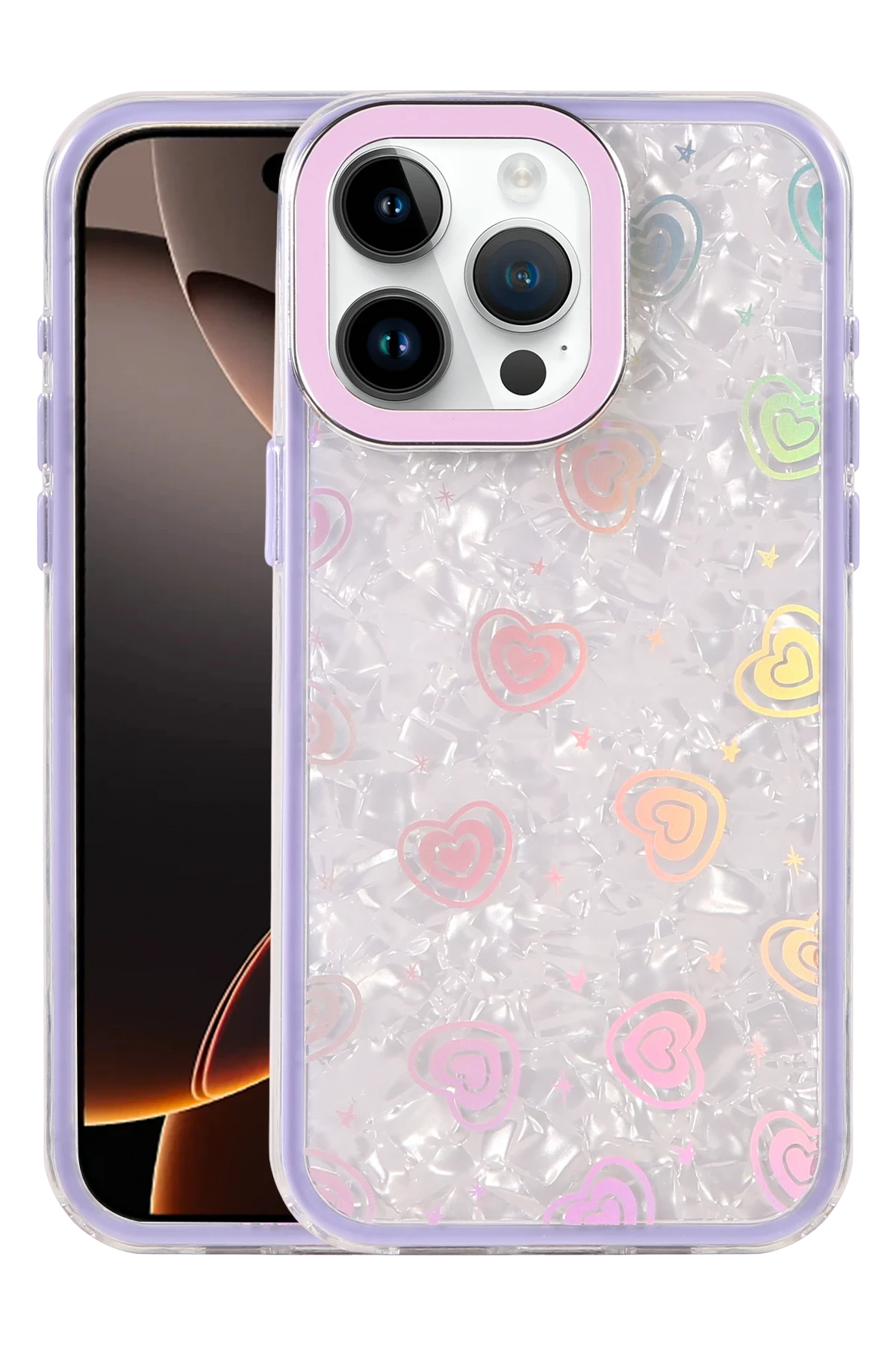 Newface Apple iPhone 14 Pro Max Lumi Desenli Kapak - Mor