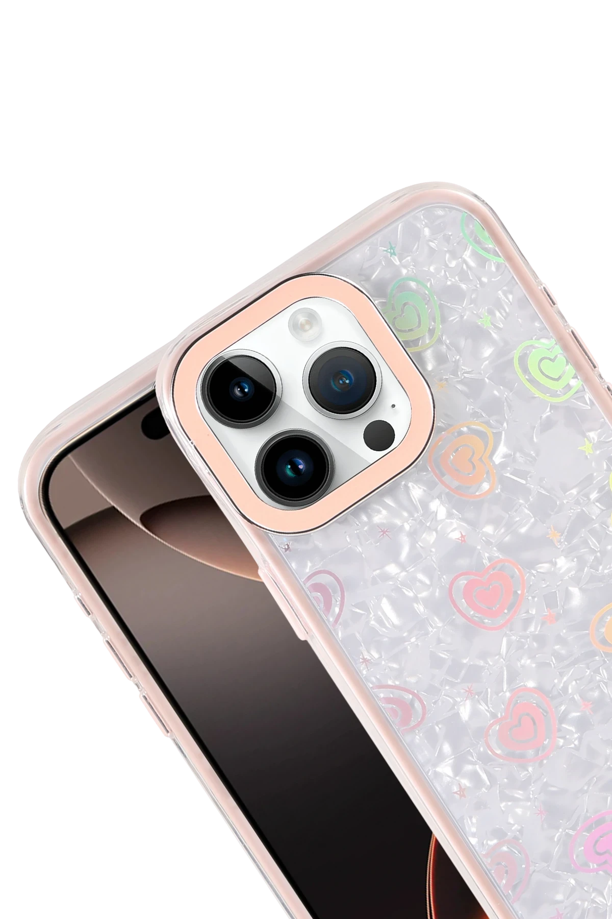 Newface Apple iPhone 14 Pro Max Lumi Desenli Kapak - Pembe